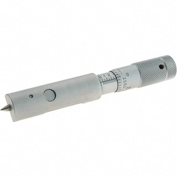 Starrett - 0 to 0.5 Inch Measurement Range, 0.001 Inch Graduation, Satin Chrome Coated Carbide, Mechanical Can Seam Micrometer - Flat Spindle, Ratchet Stop Thimble, Includes Locknut - Exact Tool & Supply