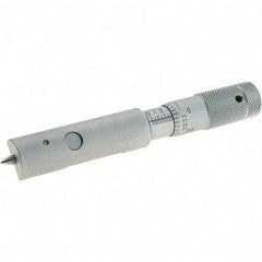 Starrett - 0 to 0.5 Inch Measurement Range, 0.001 Inch Graduation, Satin Chrome Coated Carbide, Mechanical Can Seam Micrometer - Flat Spindle, Ratchet Stop Thimble, Includes Locknut - Exact Tool & Supply