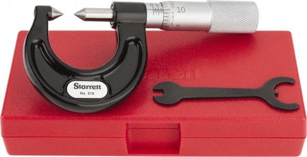 Starrett - 0 to 7/8" Range, Mechanical Screw Thread Micrometer - Plain Thimble, 0.001" Graduation, 0.004mm Accuracy - Exact Tool & Supply