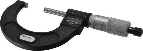 Starrett - 1 to 2" Range, 0.0001" Graduation, Mechanical Outside Micrometer - Ratchet Stop Thimble, Accurate to 0.00005", Digital Counter - Exact Tool & Supply