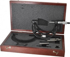 Starrett - 0 to 4" Range, 3 Piece Mechanical Outside Micrometer Set - 0.001" Graduation, Ratchet Stop Thimble, Steel Face - Exact Tool & Supply