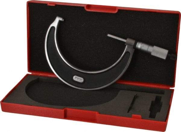 Starrett - 3 to 4" Range, 0.0001" Graduation, Mechanical Outside Micrometer - Ratchet Stop Thimble, Accurate to 0.0001" - Exact Tool & Supply