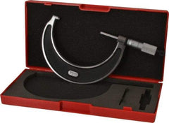 Starrett - 3 to 4" Range, 0.0001" Graduation, Mechanical Outside Micrometer - Ratchet Stop Thimble, Accurate to 0.0001" - Exact Tool & Supply