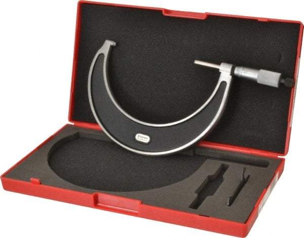 Starrett - 4 to 5" Range, 0.0001" Graduation, Mechanical Outside Micrometer - Ratchet Stop Thimble, Accurate to 0.0001" - Exact Tool & Supply