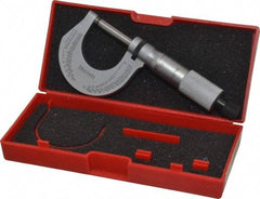 Starrett - 0 to 1" Range, 0.0001" Graduation, Mechanical Outside Micrometer - Ratchet Stop Thimble, Accurate to 0.00005" - Exact Tool & Supply