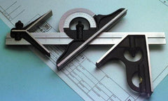 TESA Brown & Sharpe - 4 Piece, 24 Inch Blade Length, Square Set - Set Includes Center Head, Reversible Protractor, Square Head - Exact Tool & Supply
