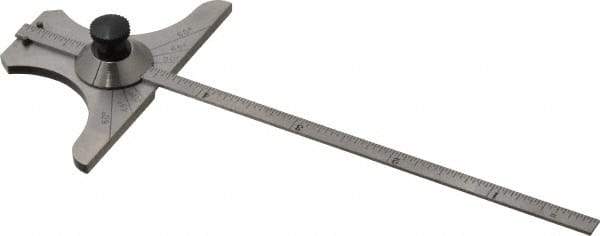 Starrett - 0 to 6 Inch Rule Measurement Range, 30 to 60° Angle Measurement Range, Steel Depth and Angle Gage - 60° Angle Graduation, 2-5/8 Inch Head Length, 1/8 Inch Head Width, 1/32 Inch Rule Graduation - Exact Tool & Supply
