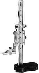 Starrett - 0 to 18 Inch Measurement, 0.001 Inch Graduation, Vernier Height Gage - Satin Chrome Finish, 4-7/16 Inch Long x 2-9/32 Inch Wide - Exact Tool & Supply