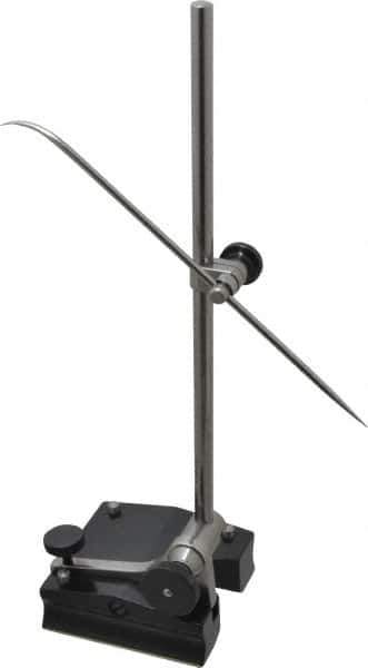 Starrett - 1 Spindle, 12 Inch Spindle Length, Surface Gage - 3-1/2 Inch Long x 3-3/16 Inch Wide Base, Hardened Steel - Exact Tool & Supply