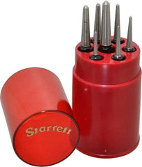 Starrett - 7 Piece, 1/16 to 1/4", Center Punch Set - Square Shank, Comes in Round Plastic Container - Exact Tool & Supply