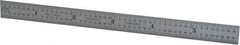 Starrett - 6" Long, 1/64, 1/50, 1/32, 1/10" Graduation, Flexible Steel Rule - 3R Graduation Style, 1/2" Wide, Silver, Satin Chrome Finish - Exact Tool & Supply