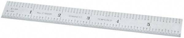 Starrett - 6" Long, 1/64, 1/50, 1/32, 1/10" Graduation, Flexible Steel Rule - 3R Graduation Style, 3/4" Wide, Silver, Satin Chrome Finish - Exact Tool & Supply