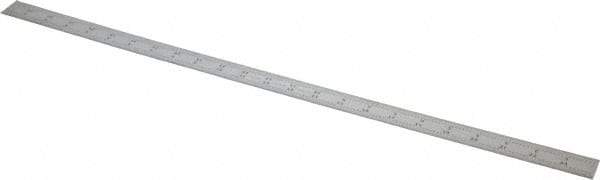Starrett - 24" Long, 1/64, 1/50, 1/32, 1/10" Graduation, Flexible Steel Rule - 3R Graduation Style, 1" Wide, Silver, Satin Chrome Finish - Exact Tool & Supply