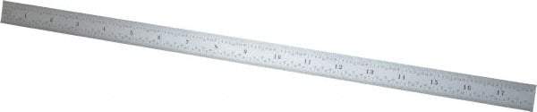 Starrett - 18" Long, 1/100, 1/64, 1/32, 1/10" Graduation, Flexible Steel Rule - 5R Graduation Style, 3/4" Wide, Silver, Satin Chrome Finish - Exact Tool & Supply