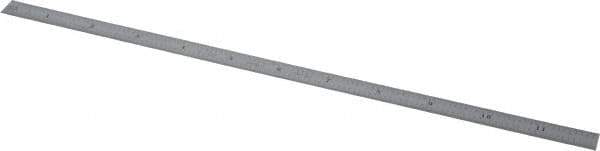 Starrett - 12" Long, 1/100, 1/64, 1/50, 1/32" Graduation, Flexible Steel Rule - 16R Graduation Style, 1/2" Wide, Silver, Satin Chrome Finish - Exact Tool & Supply