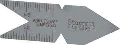 Starrett - 60° Angle, Satin Chrome Coated Steel Center Gage - 1/32 to 1/14 Inch Graduation - Exact Tool & Supply