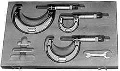 Starrett - 6 to 12" Range, 6 Piece Mechanical Outside Micrometer Set - 0.0001" Graduation, Ratchet Stop Thimble, Carbide Tipped Face - Exact Tool & Supply