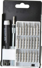 Wiha - 27 Piece, Screwdriver Micro Bit Set - #000, #00, #0 & #1 Phillips, 0.05 to 5/32" Hex, T3 to T15 Torx, 0.06, 0.08, 0.12 & 0.16 Slotted - Exact Tool & Supply