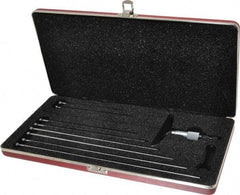 Starrett - 0 to 9" Range, 9 Rod, Satin Chrome Finish Mechanical Depth Micrometer - Ratchet Stop Thimble, 4" Base Length, 0.01mm Graduation, 5/32" Rod Diam - Exact Tool & Supply