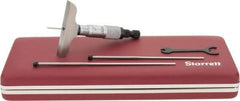 Starrett - 0 to 3" Range, 3 Rod, Mechanical Depth Micrometer - Ratchet Stop Thimble, 2-1/2" Base Length, 0.01mm Graduation, 1/8" Rod Diam - Exact Tool & Supply