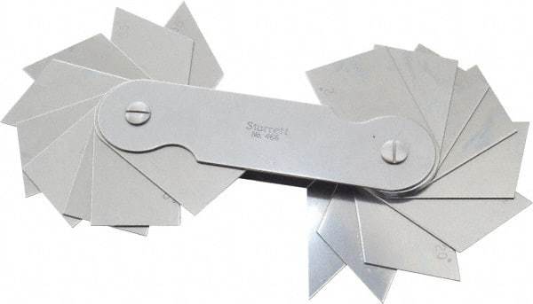 Starrett - 18 Piece Spring Steel Angle Gage Set - 2 to 45° Primary Angle - Exact Tool & Supply