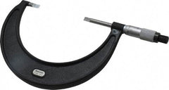 Starrett - 3" to 4" Mechanical Satin Chrome Coated Blade Micrometer - 0.001" Graduation, 1/32" Blade Thickness, Speeder Thimble - Exact Tool & Supply
