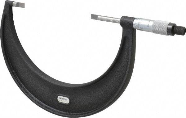 Starrett - 4" to 5" Mechanical Satin Chrome Coated Blade Micrometer - 0.001" Graduation, 1/32" Blade Thickness, Speeder Thimble - Exact Tool & Supply