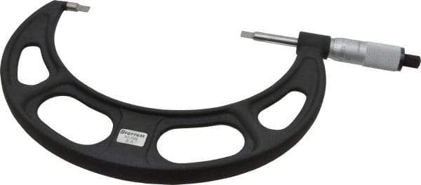 Starrett - 5" to 6" Mechanical Satin Chrome Coated Blade Micrometer - 0.001" Graduation, 0.76mm Blade Thickness, Speeder Thimble - Exact Tool & Supply