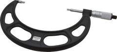 Starrett - 5" to 6" Mechanical Satin Chrome Coated Blade Micrometer - 0.001" Graduation, 0.76mm Blade Thickness, Speeder Thimble - Exact Tool & Supply