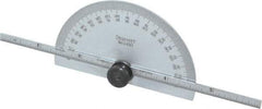 Starrett - 0 to 6 Inch Rule Measurement Range, 0 to 180° Angle Measurement Range, Half Round Head Protractor and Depth Gage - 1° Angle Graduation, 1/64; 1/32 Inch Rule Graduation - Exact Tool & Supply