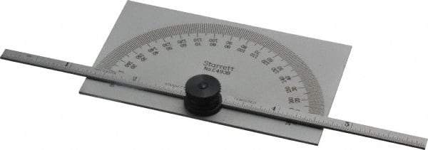 Starrett - 0 to 6 Inch Rule Measurement Range, 0 to 180° Angle Measurement Range, Rectangle Head Protractor and Depth Gage - Accurate up to 5 Min, 1° Angle Graduation, 1/64 Inch Rule Graduation - Exact Tool & Supply
