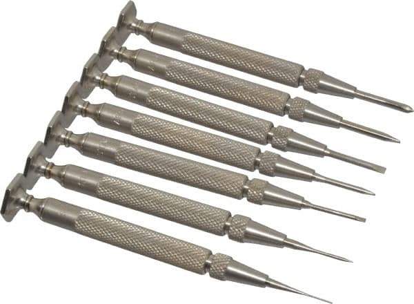 Starrett - 7 Piece Phillips & Slotted Screwdriver Set - Round Shank, Blade Sizes: Length 5/8, Bit Sizes: Philips #0 - Exact Tool & Supply
