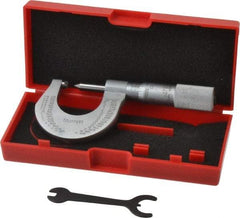 Starrett - 0 to 1" Range, Mechanical Screw Thread Micrometer - Plain Thimble, 0.001" Graduation, 0.004mm Accuracy - Exact Tool & Supply