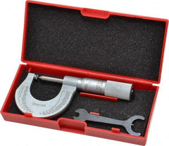 Starrett - 0 to 1" Range, Mechanical Screw Thread Micrometer - Plain Thimble, 0.001" Graduation, 0.004mm Accuracy - Exact Tool & Supply