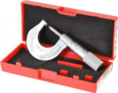 Starrett - 0 to 1" Range, Mechanical Screw Thread Micrometer - Plain Thimble, 0.001" Graduation, 0.004mm Accuracy - Exact Tool & Supply