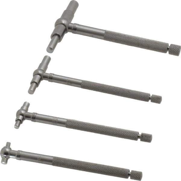 Starrett - 4 Piece, 5/16 to 2-1/8 Inch, Telescoping Gage Set - 2-3/8 Inch Long Handles, Includes Case - Exact Tool & Supply
