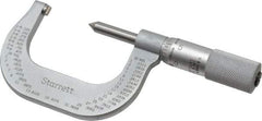 Starrett - 1 to 2" Range, Mechanical Screw Thread Micrometer - Plain Thimble, 0.001" Graduation, 0.004mm Accuracy - Exact Tool & Supply