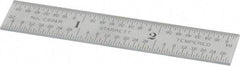 Starrett - 3" Long, 1/64, 1/32, 1/16, 1/8" Graduation, Rigid Spring Steel Rule - 4R Graduation Style, 9/16" Wide, Silver, Satin Chrome Finish - Exact Tool & Supply