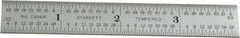 Starrett - 4" Long, 1/64, 1/32, 1/16, 1/8" Graduation, Rigid Spring Steel Rule - 4R Graduation Style, 5/8" Wide, Silver, Satin Chrome Finish - Exact Tool & Supply