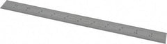 Starrett - 12" Long, 1/64, 1/32, 1/16, 1/8" Graduation, Rigid Spring Steel Rule - 4R Graduation Style, 1" Wide, Silver, Satin Chrome Finish - Exact Tool & Supply