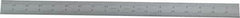 Starrett - 18" Long, 1/64, 1/32, 1/16, 1/8" Graduation, Rigid Spring Steel Rule - 4R Graduation Style, 1-1/8" Wide, Silver, Satin Chrome Finish - Exact Tool & Supply