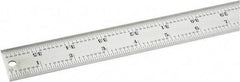 Starrett - 36" Long, 1/64, 1/32, 1/16, 1/8" Graduation, Rigid Spring Steel Rule - 4R Graduation Style, 1-1/4" Wide, Silver, Satin Chrome Finish - Exact Tool & Supply
