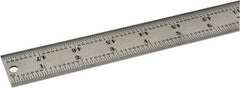 Starrett - 48" Long, 1/64, 1/32, 1/16, 1/8" Graduation, Rigid Spring Steel Rule - 4R Graduation Style, 1-1/4" Wide, Silver, Satin Chrome Finish - Exact Tool & Supply