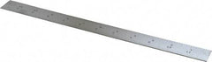 Starrett - 12" Long, 1/64, 1/32, 1/16, 1/8" Graduation, Rigid Spring Steel Rule - 4R Graduation Style, 1" Wide, Silver, Satin Chrome Finish - Exact Tool & Supply