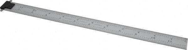 Starrett - 12" Long, 1/64, 1/32, 1/16, 1/8" Graduation, Rigid Spring Steel Rule - 4R Graduation Style, 1" Wide, Silver, Satin Chrome Finish - Exact Tool & Supply