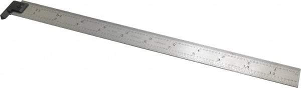 Starrett - 12" Long, 1/64, 1/32, 1/16, 1/8" Graduation, Rigid Spring Steel Rule - 4R Graduation Style, 1" Wide, Silver - Exact Tool & Supply