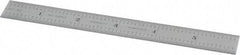 Starrett - 6" Long, 1/50, 1/10" Graduation, Rigid Spring Steel Rule - 6R Graduation Style, 3/4" Wide, Silver, Satin Chrome Finish - Exact Tool & Supply