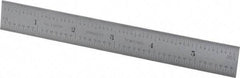 Starrett - 6" Long, 1/100, 1/64, 1/32, 1/16" Graduation, Rigid Spring Steel Rule - 7R Graduation Style, 3/4" Wide, Silver, Satin Chrome Finish - Exact Tool & Supply