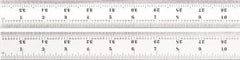 Starrett - 36" Long, 1/100, 1/64, 1/32, 1/16" Graduation, Rigid Spring Steel Rule - 7R Graduation Style, 1-1/4" Wide, Silver, Satin Chrome Finish - Exact Tool & Supply
