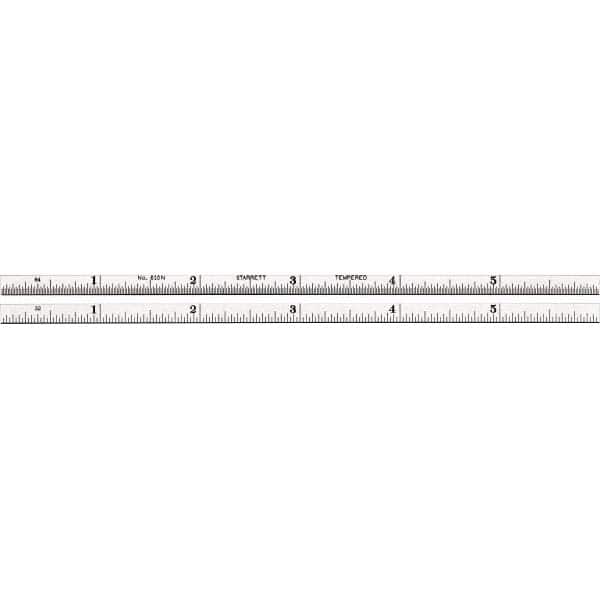 Starrett - 6" Long, 1/64, 1/32" Graduation, Rigid Spring Steel Rule - Exact Tool & Supply